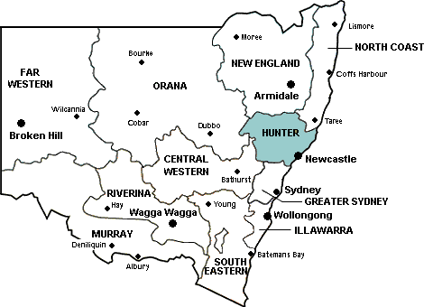 Map of NSW (Hunter Region)